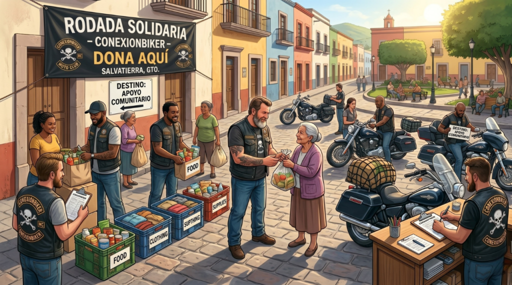 Compromiso en clubes biker que duran años, miembros en rodada solidaria