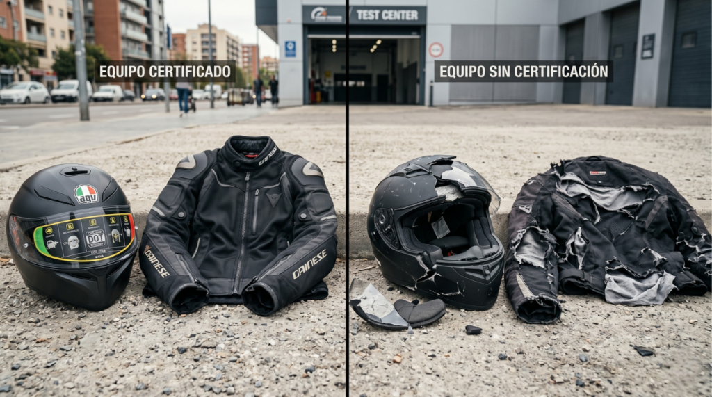 Comprar equipo biker certificado vs sin certificación, diferencia en seguridad real