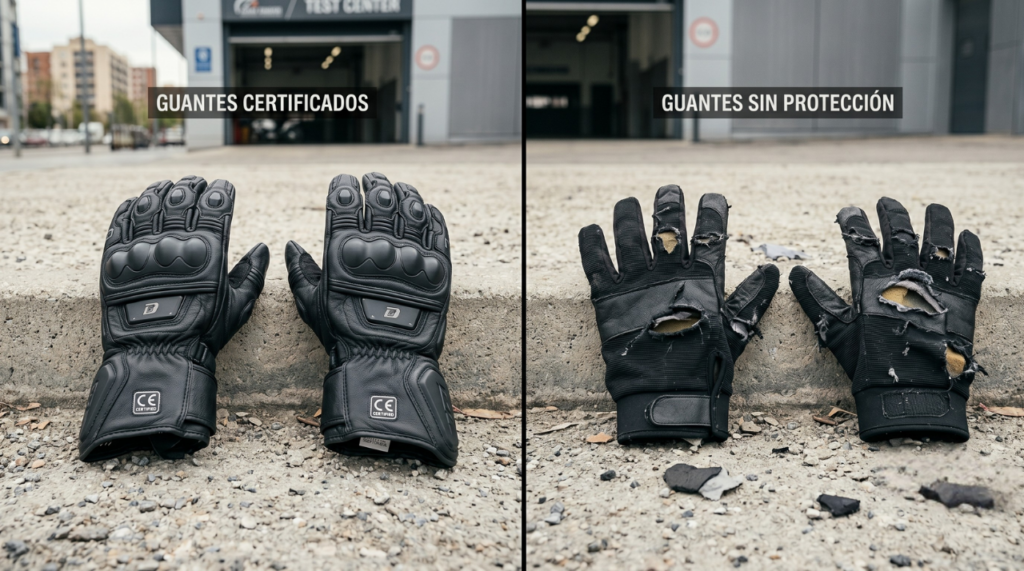 Comprar equipo biker con guantes certificados, protecciones en nudillos y palmas